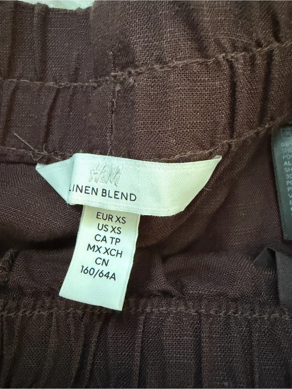 NWOT Linen H&M Wide Leg Drawstring Pants in Espresso Brown